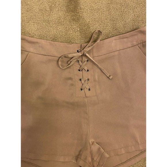 Forever 21 M Pink Blush Creme Tie Up Lace Preppy Dainty Shorts With Pockets - Picture 3 of 9
